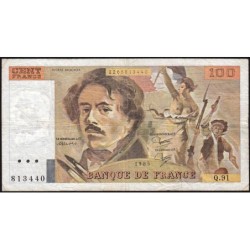 F 69-09 - 1985 - 100 francs - Delacroix modifié - Série Q.91 - Etat : TB-
