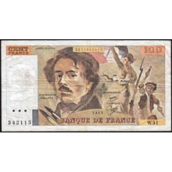 F 69-09 - 1985 - 100 francs - Delacroix modifié - Série W.91 (remplacement) - Etat : TB