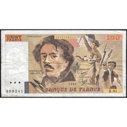 F 69-09 - 1985 - 100 francs - Delacroix modifié - Série X.91 - Etat : TB