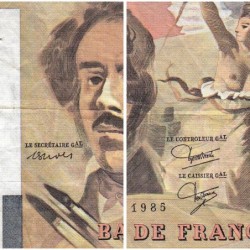 F 69-09 - 1985 - 100 francs - Delacroix modifié - Série X.91 - Etat : TB