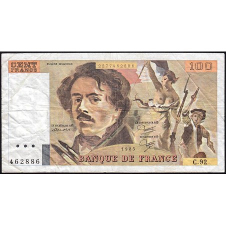 F 69-09 - 1985 - 100 francs - Delacroix modifié - Série C.92 - Etat : TB
