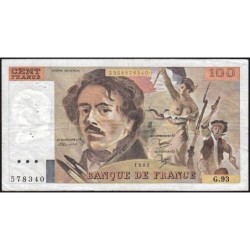 F 69-09 - 1985 - 100 francs - Delacroix modifié - Série G.93 - Etat : TB