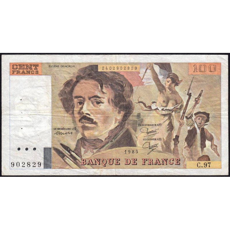 F 69-09 - 1985 - 100 francs - Delacroix modifié - Série C.97 - Etat : TB-
