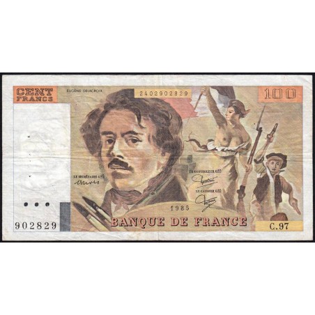 F 69-09 - 1985 - 100 francs - Delacroix modifié - Série C.97 - Etat : TB-