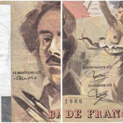 F 69-10 - 1986 - 100 francs - Delacroix modifié - Série A.102 - Etat : TB