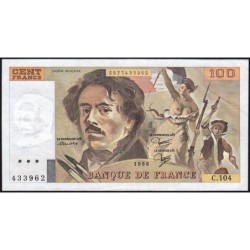 F 69-10 - 1986 - 100 francs - Delacroix modifié - Série C.104 - Etat : TTB