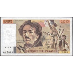 F 69-10 - 1986 - 100 francs - Delacroix modifié - Série D.105 - Etat : TB+