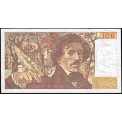 F 69-10 - 1986 - 100 francs - Delacroix modifié - Série F.105 - Etat : TB+