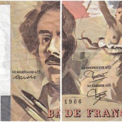 F 69-10 - 1986 - 100 francs - Delacroix modifié - Série F.105 - Etat : TB+