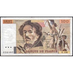 F 69-10 - 1986 - 100 francs - Delacroix modifié - Série K.106 - Etat : TB-