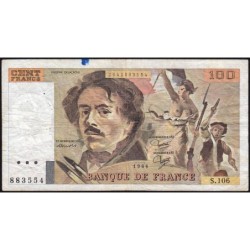 F 69-10 - 1986 - 100 francs - Delacroix modifié - Série S.106 - Etat : B+