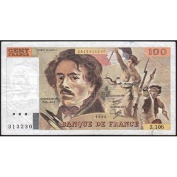 F 69-10 - 1986 - 100 francs - Delacroix modifié - Série Z.106 - Etat : TB