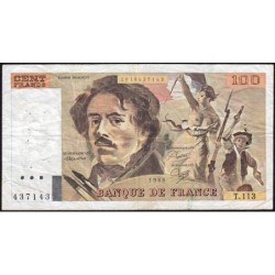 F 69-10 - 1986 - 100 francs - Delacroix modifié - Série T.113 - Etat : TB-
