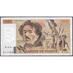F 69-10 - 1986 - 100 francs - Delacroix modifié - Série X.114 - Etat : TB