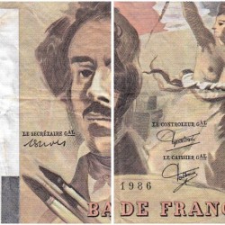 F 69-10 - 1986 - 100 francs - Delacroix modifié - Série B.115 - Etat : TB