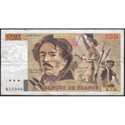 F 69-11 - 1987 - 100 francs - Delacroix modifié - Série M.116 - Etat : TB-