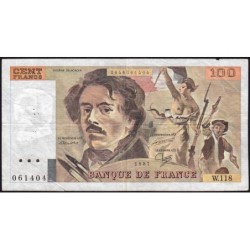 F 69-11 - 1987 - 100 francs - Delacroix modifié - Série W.118 (remplacement) - Etat : TB