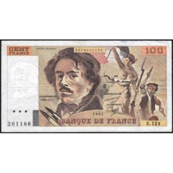 F 69-11 - 1987 - 100 francs - Delacroix modifié - Série E.124 - Etat : TB-