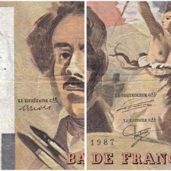 F 69-11 - 1987 - 100 francs - Delacroix modifié - Série N.127 - Etat : TB-