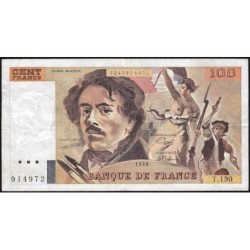 F 69-12 - 1988 - 100 francs - Delacroix modifié - Série T.130 - Etat : TB