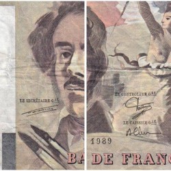 F 69-13a - 1989 - 100 francs - Delacroix modifié - Série D.134 - Etat : TB-