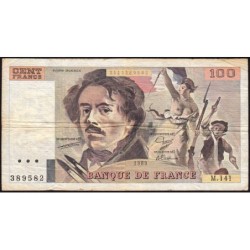 F 69-13b - 1989 - 100 francs - Delacroix modifié - Série M.141 - Etat : TB-