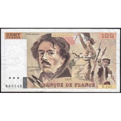 F 69-13b - 1989 - 100 francs - Delacroix modifié - Série V.141 - Etat : TB+
