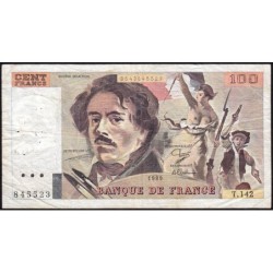 F 69-13b - 1989 - 100 francs - Delacroix modifié - Série T.142 - Etat : TB
