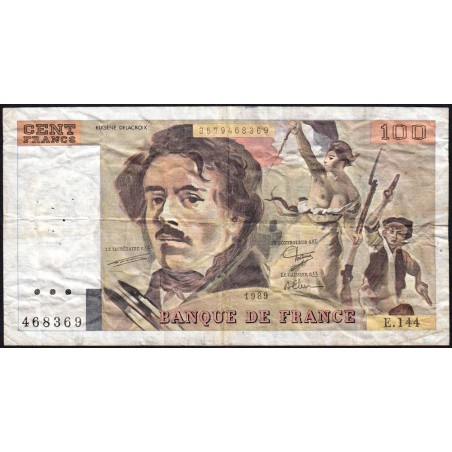 F 69-13c - 1989 - 100 francs - Delacroix modifié - Série E.144 - Etat : TB-