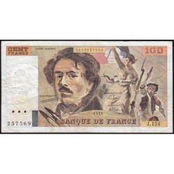 F 69-13d - 1989 - 100 francs - Delacroix modifié - Série J.154 - Etat : TB