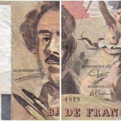 F 69-13d - 1989 - 100 francs - Delacroix modifié - Série J.154 - Etat : TB