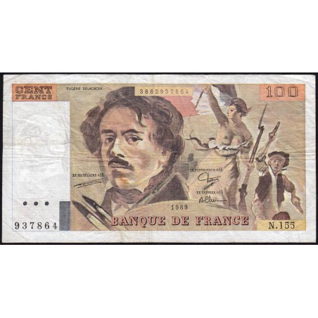 F 69-13d - 1989 - 100 francs - Delacroix modifié - Série N.155 - Etat : TB-