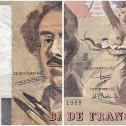 F 69-13d - 1989 - 100 francs - Delacroix modifié - Série R.155 - Etat : TB+