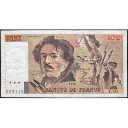 F 69-13d - 1989 - 100 francs - Delacroix modifié - Série T.155 - Etat : TB-