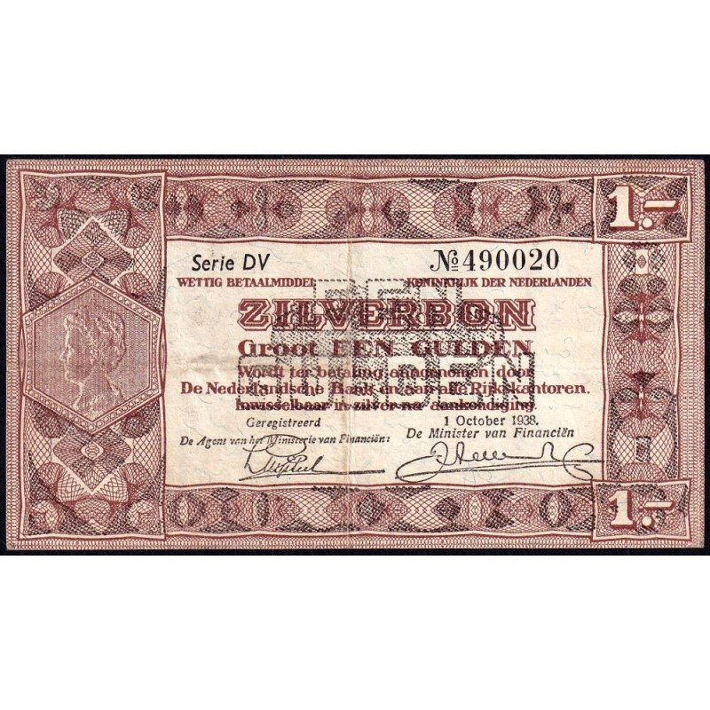 Hollande - Pick 61_2 - 1 gulden - Série DV - 01/10/1938 - Etat : TTB+