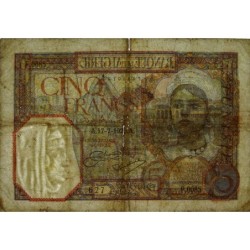 Tunisie - Pick 8a - 5 francs - Série F.0085 - 17/07/1925 - Etat : TB-