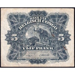Congo Belge - Pick 13B_1 - 5 francs - Série B/C - 18/05/1949 - Etat : TB+ à TTB