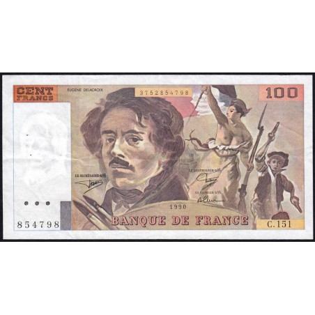 F 69bis-02a - 1990 - 100 francs - Delacroix modifié - Série C.151 - Etat : TTB