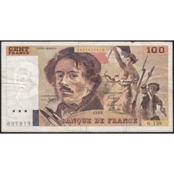 F 69bis-02b - 1990 - 100 francs - Delacroix modifié - Série G.158 - Etat : TB