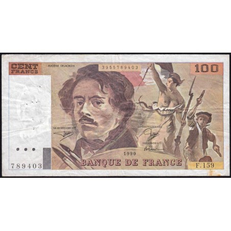 F 69bis-02b - 1990 - 100 francs - Delacroix modifié - Série F.159 - Etat : TB