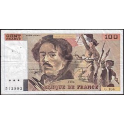 F 69bis-02b - 1990 - 100 francs - Delacroix modifié - Série G.164 - Etat : TB+