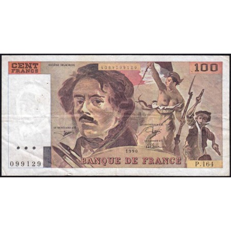 F 69bis-02b - 1990 - 100 francs - Delacroix modifié - Série P.164 - Etat : TB