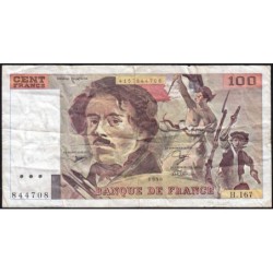 F 69bis-02b - 1990 - 100 francs - Delacroix modifié - Série H.167 - Etat : TB-