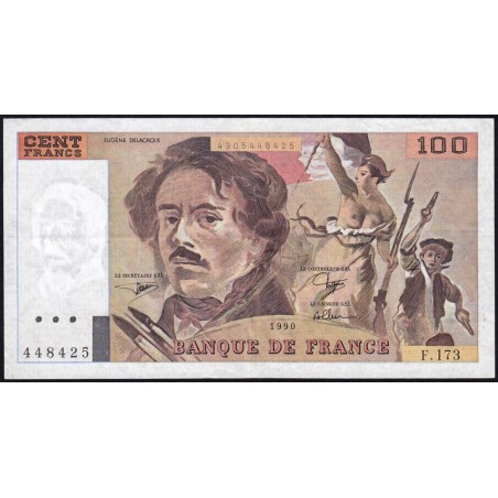 F 69bis-02c - 1990 - 100 francs - Delacroix modifié - Série F.173 - Etat : TTB+