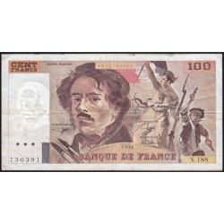 F 69bis-02e1 - 1990 - 100 francs - Delacroix modifié - Série S.188 - Etat : TB
