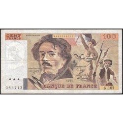 F 69bis-03b2 - 1991 - 100 francs - Delacroix modifié - Série N.187 - Etat : TB