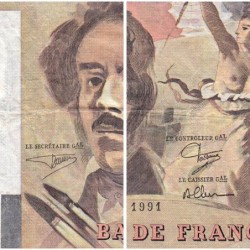F 69bis-03b2 - 1991 - 100 francs - Delacroix modifié - Série N.187 - Etat : TB