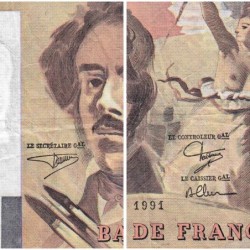 F 69bis-03b2 - 1991 - 100 francs - Delacroix modifié - Série Z.187 - Etat : TB+