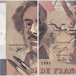 F 69bis-04a - 1991 - 100 francs - Delacroix modifié - Série C.190 - Etat : TTB