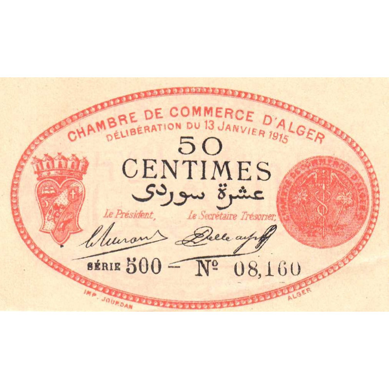 Algérie - Alger 137-5 - 50 centimes - Série 500 - 13/01/1915 - Etat : SPL